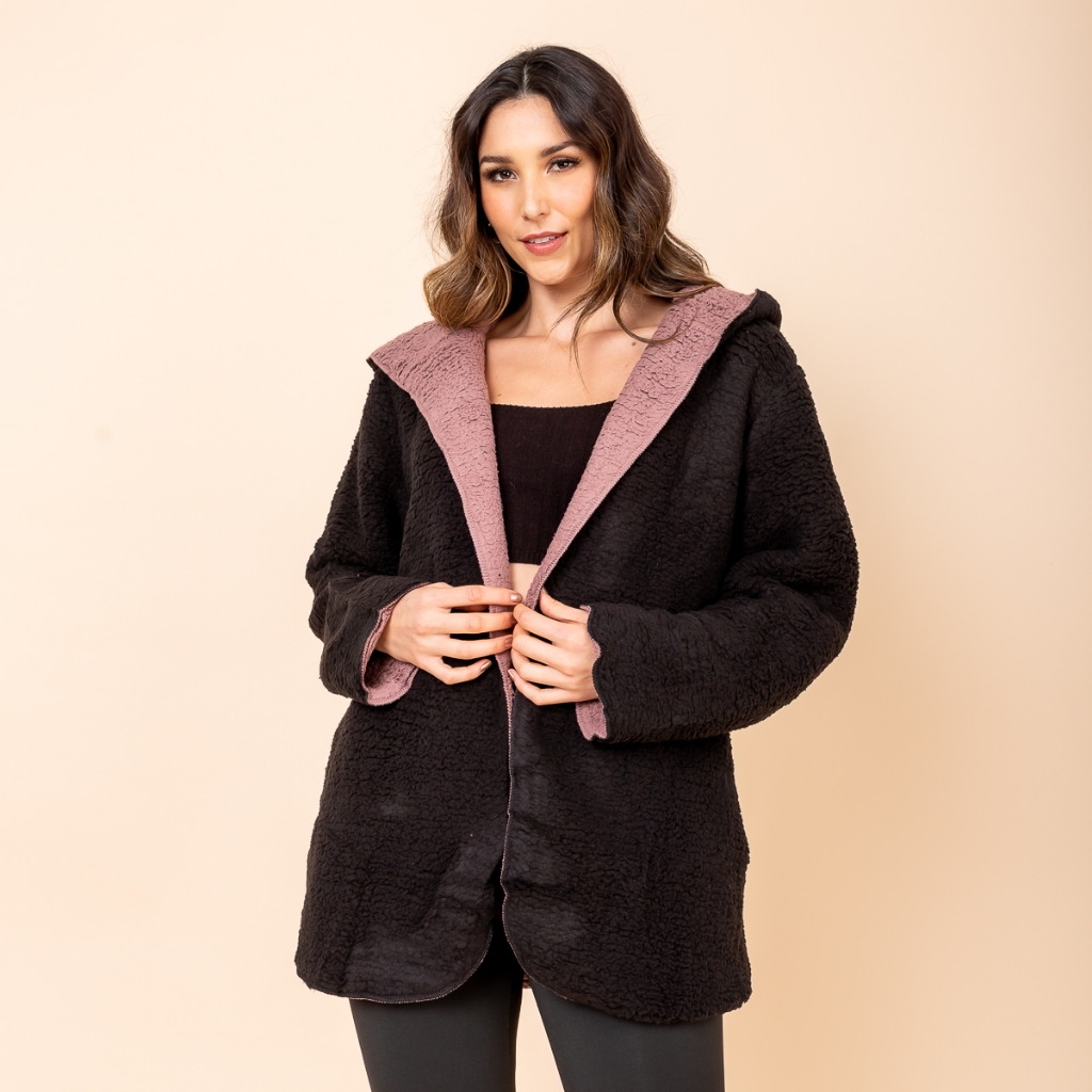 Casaco Sobretudo Blusa de Frio Feminina Teddy Ted Blogueira Inverno/Outono Slim P ao GG
