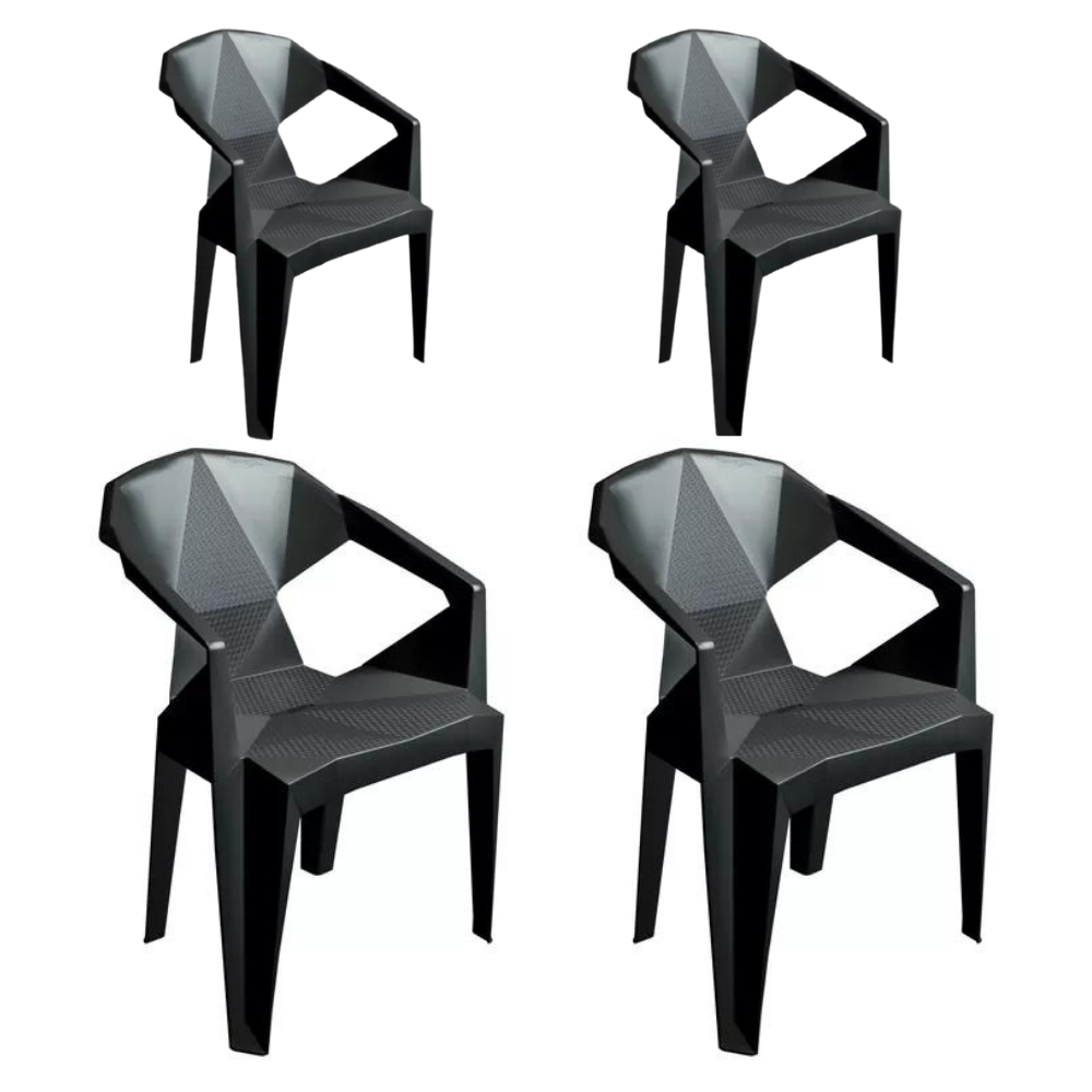 Cadeiras Diamante Preta Kit 4 Poltronas Para Casa Escritório Jardim