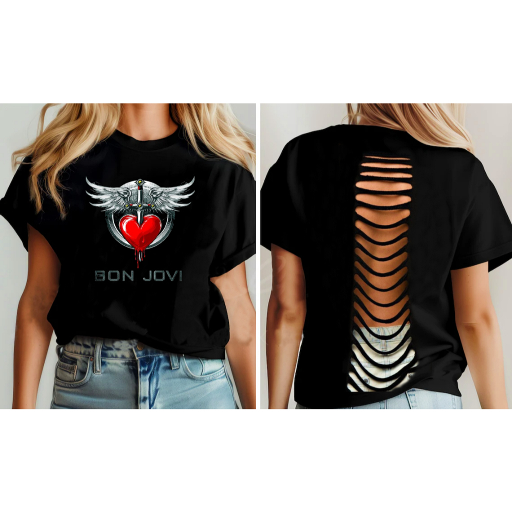 Camiseta Bon Jovi Blusa Feminina Customizada