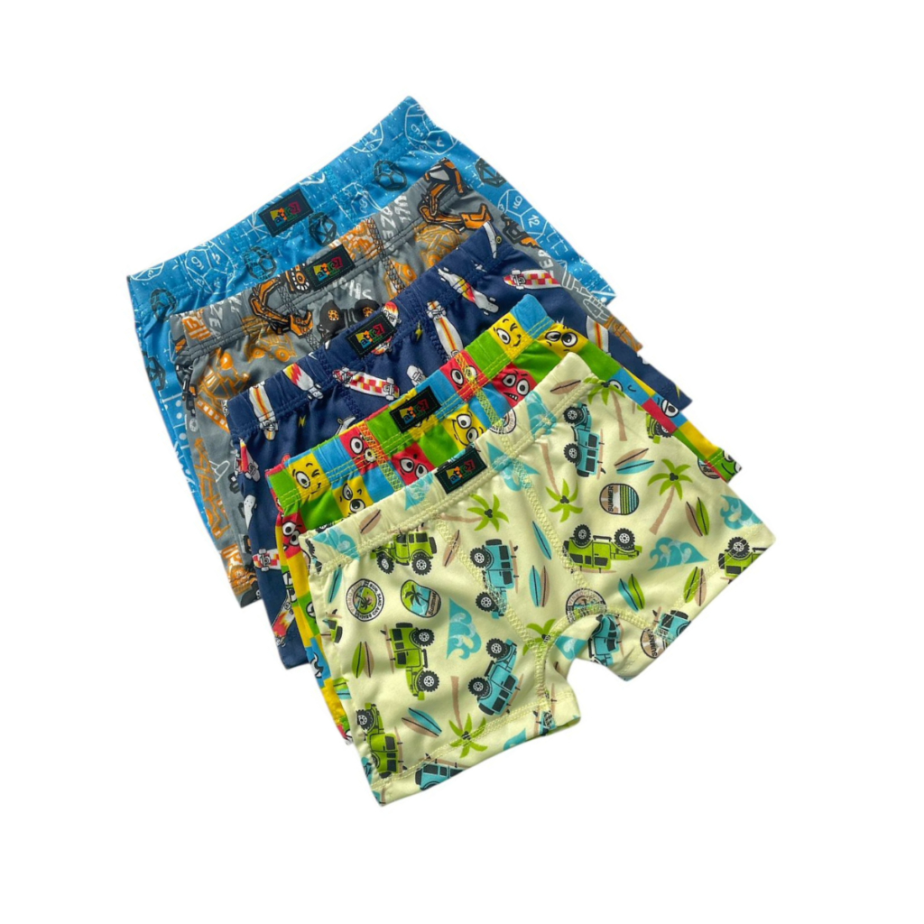 Kit 5 Cuecas Boxer Infantil De Criança Cuecas Infantil Menino | Estampas Sortidas