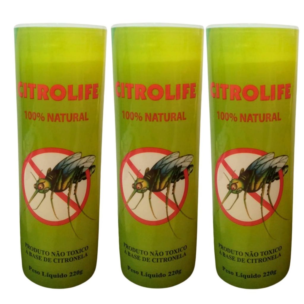 Kit C/3 Velas Votiva 7 Dias Repelente Citronela - Citro Life ante mosquitos insetos e pernilongo a vela para a sua casa