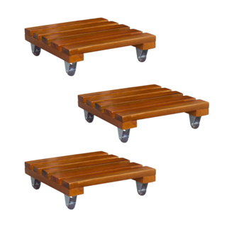 Kit 03 Suporte Vaso De Planta Rodízio Madeira Quadrado Rodinhas Multiuso Envernizado 20cm 25cm 30cm em Oferta na Shopee