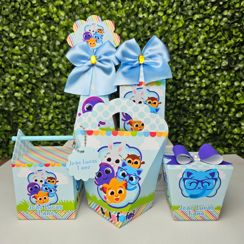 Kit Caixa Montada BOLOFOFOS MENINO AZUL - Personalizados - Festa infantil - Aniversário - Lembrancinha