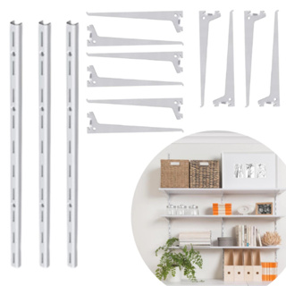Kit Trilhos e Suportes para Prateleira Estante Modular Cremalheira (3x Trilhos E 9x Suportes) em Oferta na Shopee