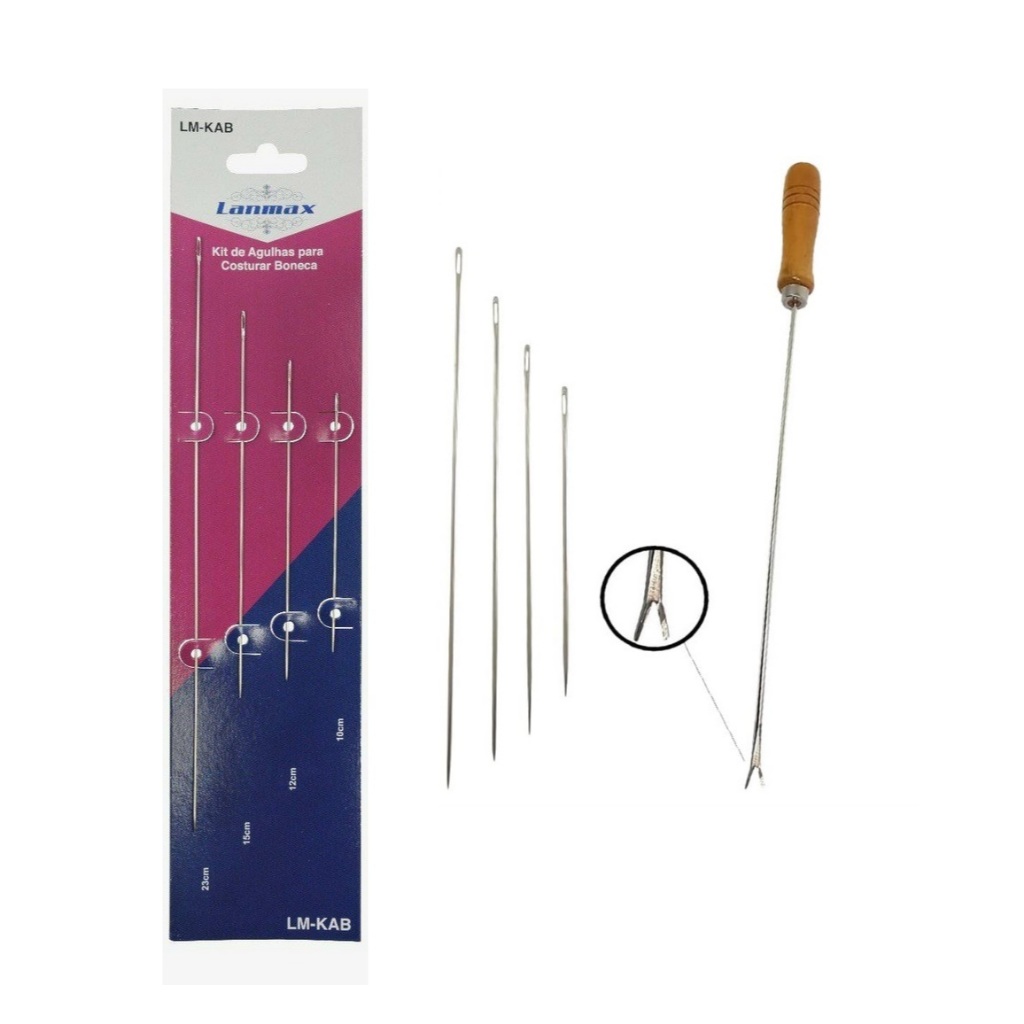Kit Enchedor de Plumante 31,5cm Círculo + Agulhas Longas para Bonecas e Patchwork Lanmax Artesanato