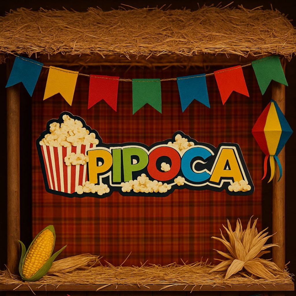 1 Placa barraca barraca da pipoca festa junina eventos 50 cm  carrinho  de pipoca cod 60.34 (CHOCO)
