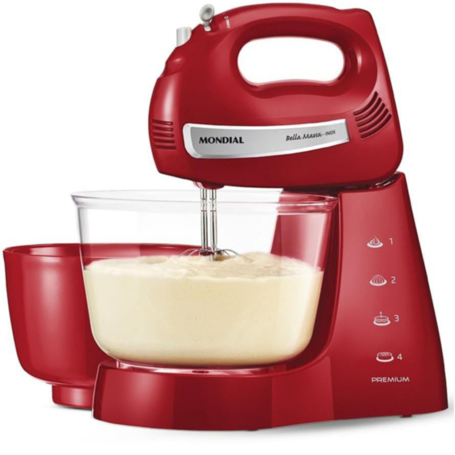 Batedeira Bella Massa Mondial Premium Turbo 4 VELOCIDADES + TURBO Bowl 4L B-29-NP