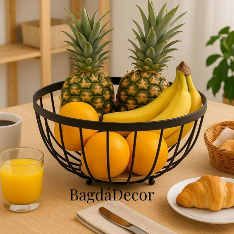 Fruteira De Metal Com Madeira Organizadora Café Da Manhã Para Mesa Ou Cozinha