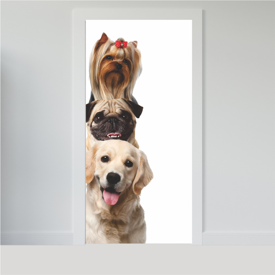 Adesivo para Portas de Madeira ou Vidro Papel de Parede Decoração Cachorro Pet Petshop Veterinario - CACHORRO 2