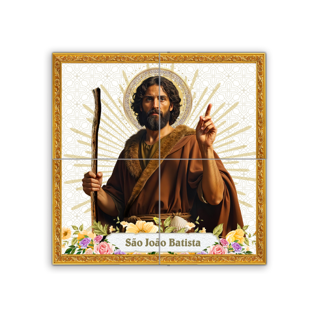 Quadro azulejo 4 peças São João Batista adulto 25
