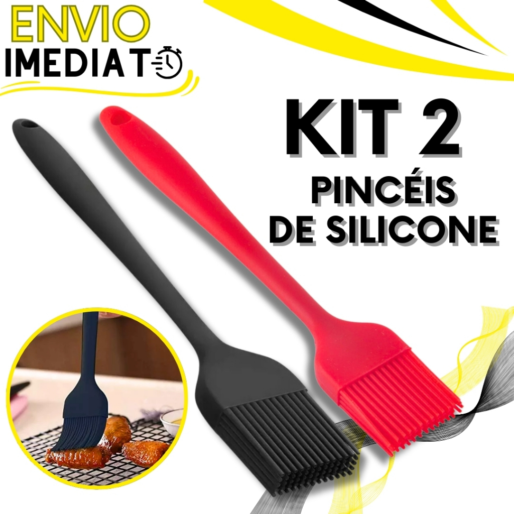 KIT 2 Pincel de Silicone Antiaderente GRANDE Para Casa Cozinha Restaurante Buffet Bolo Confeitaria Oleo Carne Massa