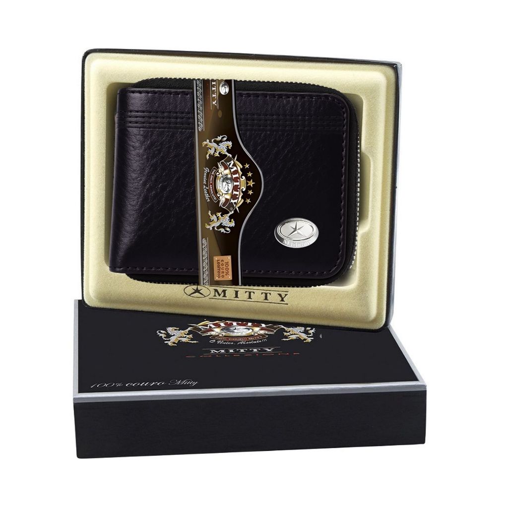 Carteira Masculina Preta Couro com Ziper 100% Couro Legitimo Mitty M1z