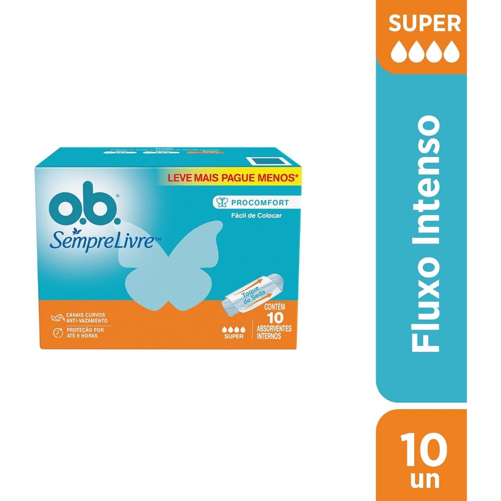 Absorvente Interno O.B Original Super Leve 10 Pague 8 em Oferta na Shopee