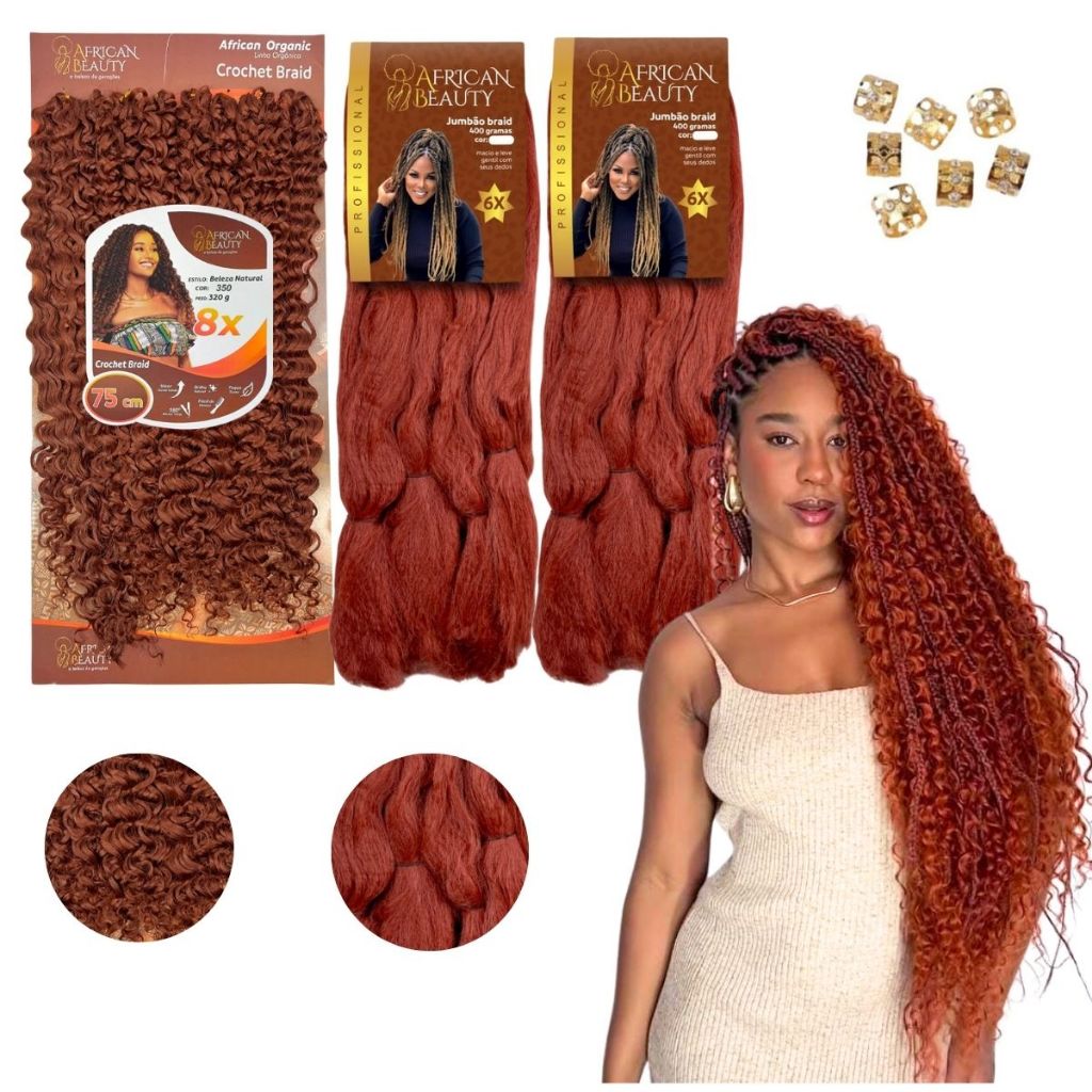 Kit Gypsy Braid Jumbo African Cabelo Orgânico Crochet Fulani