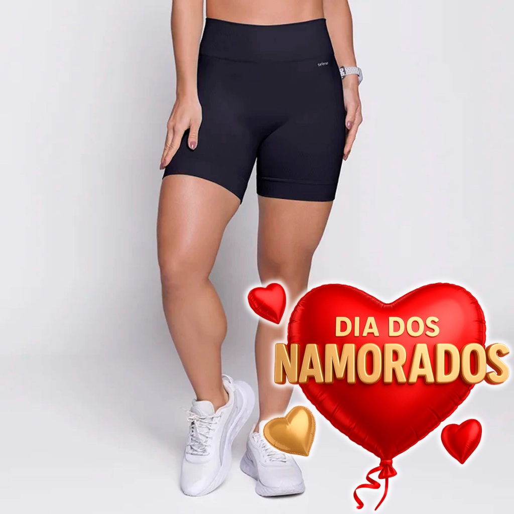 Short Selene Microfibra Academia Sem Costura Leg Legging Sem Transparência Bermuda Fitness...