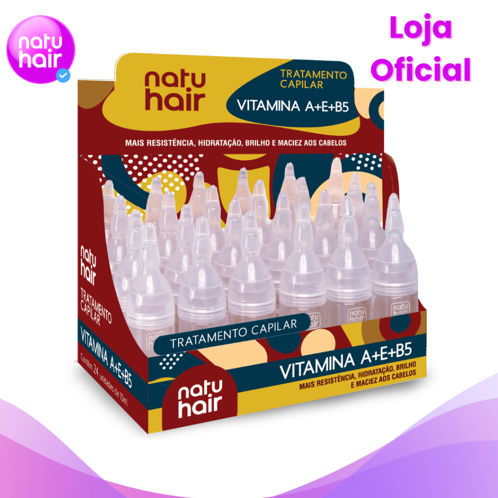 Ampola de Tratamento Capilar Vitamina A+E+B5 Natuhair 10ml - (6 UN)