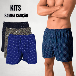 Kit com 5 com 3 com 2 ou com 1 Cueca Samba Canção Masculina Cuecas Short Fresco e Confortável Cueca