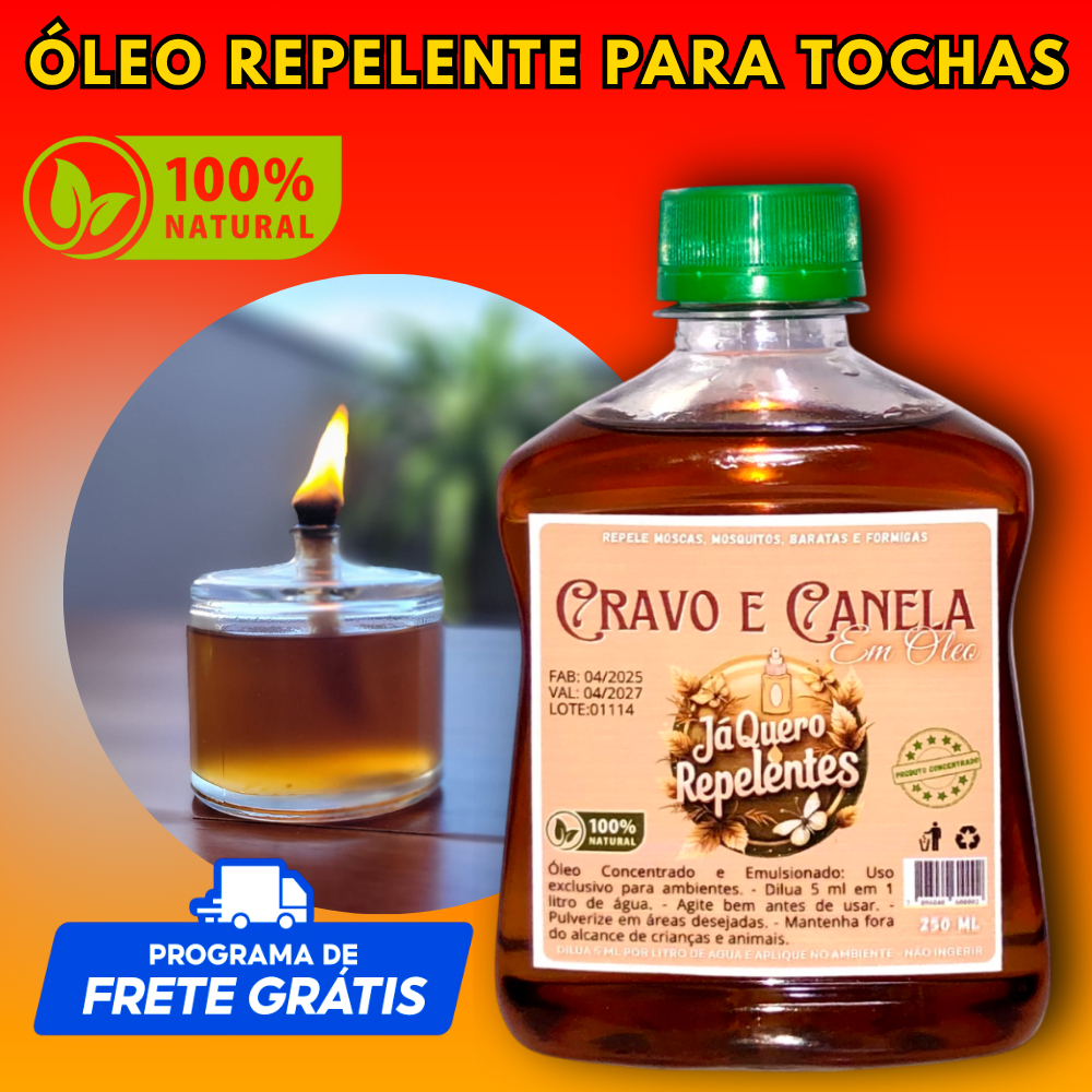 Óleo Repelente 1x250ml + Lamparina de Vidro Decorativa 100ml