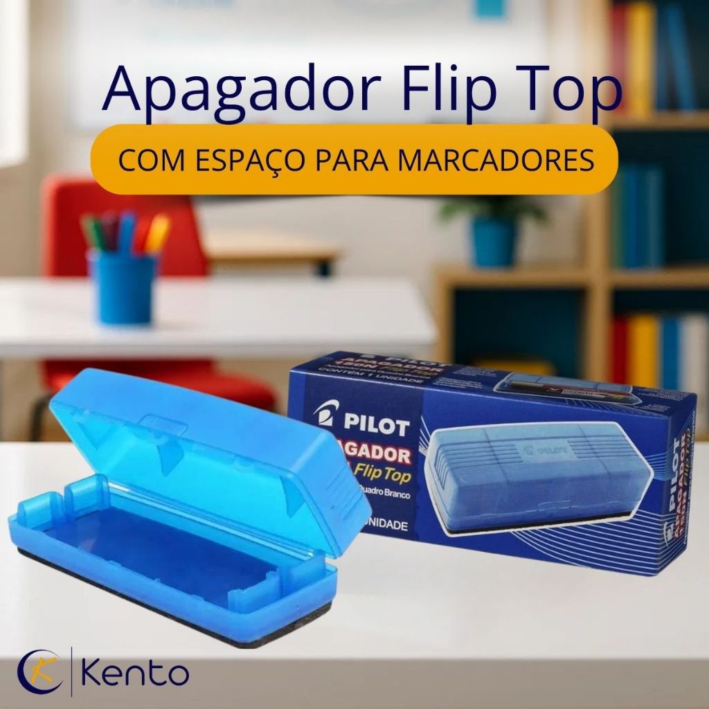 Apagador para Quadro Branco 150n Flip Top com espaço para marcadores Pilot em Oferta na Shopee
