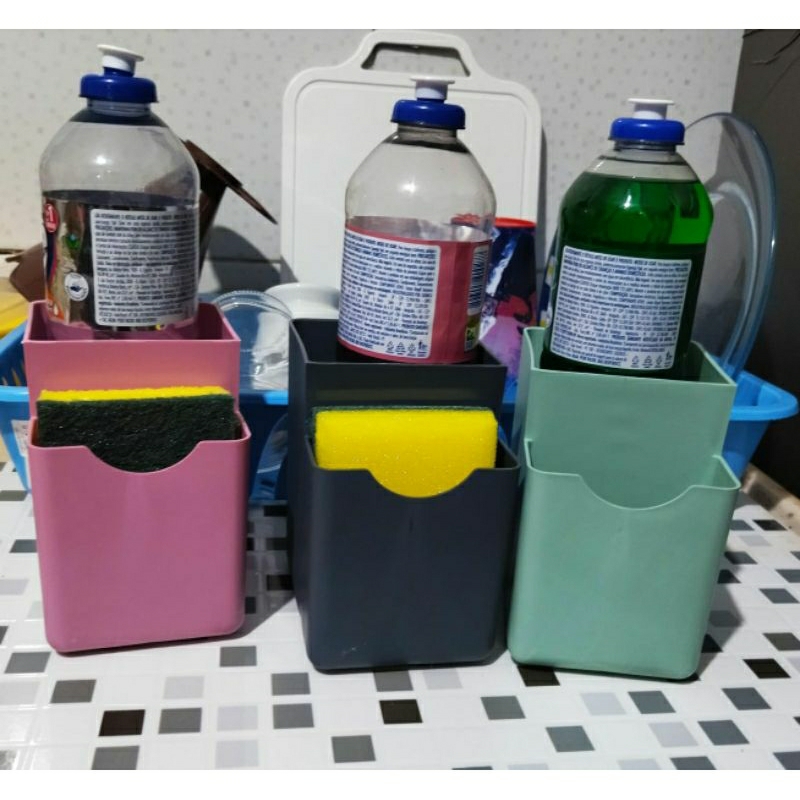 Kit  2 peças Escorredor de Talheres Porta Detergente Porta  Bucha de Louça Cozinha