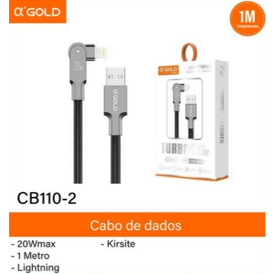 Cabo de Dados Carregador Ligthning IOS 20W A'Gold  (CB110-2)