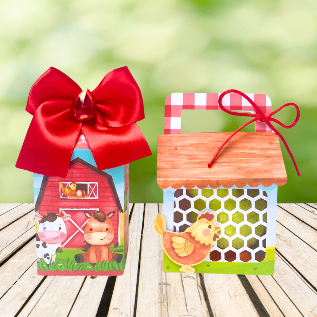 Kit Caixinhas Personalizadas Fazendinha Vermelha Lembrancinhas-Pegue Monte