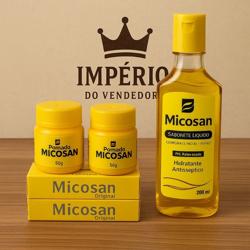 Kit Clareador de mancha Micosan 3 pomada 50g 2 sabonete em barra 1 sabonete liquido Manchas Escuras
