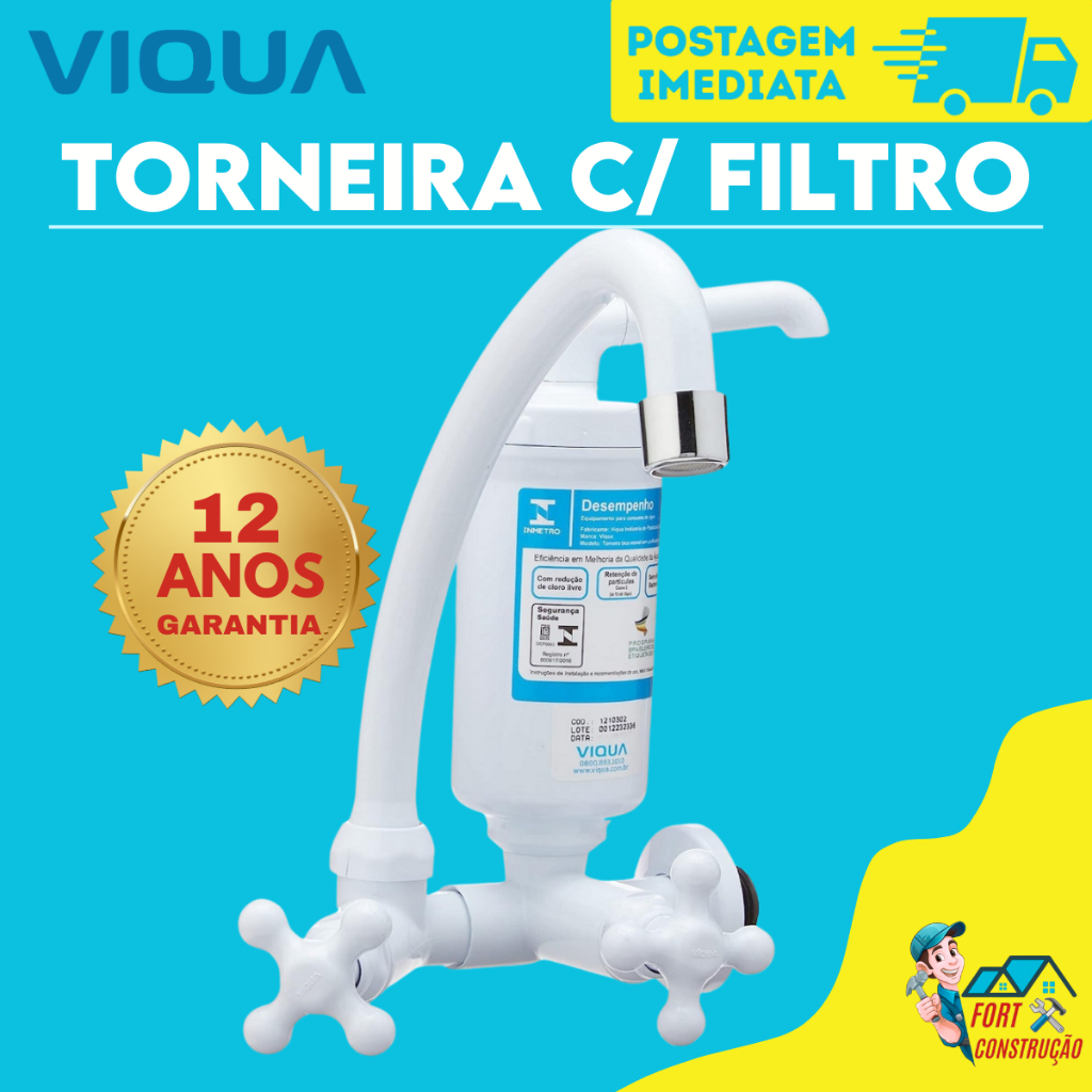 Torneira Filtro Branca Bica Móvel Parede Marujá VIQUA ABS Arejador Tripla Filtração em Oferta na Shopee