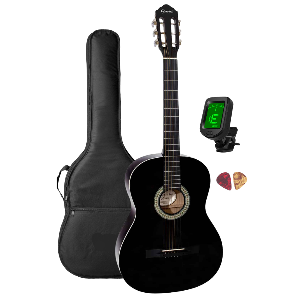 Violão Giannini cordas de Aço Start S-14 BK Destro Adulto Clássico + acessórios