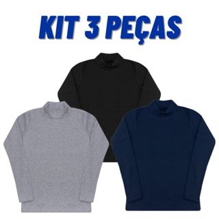 Kit 3 Blusa Gola Alta Cacharrel Manga Longa Infantil Menina/ Menino 4 ao 14 em Oferta na Shopee