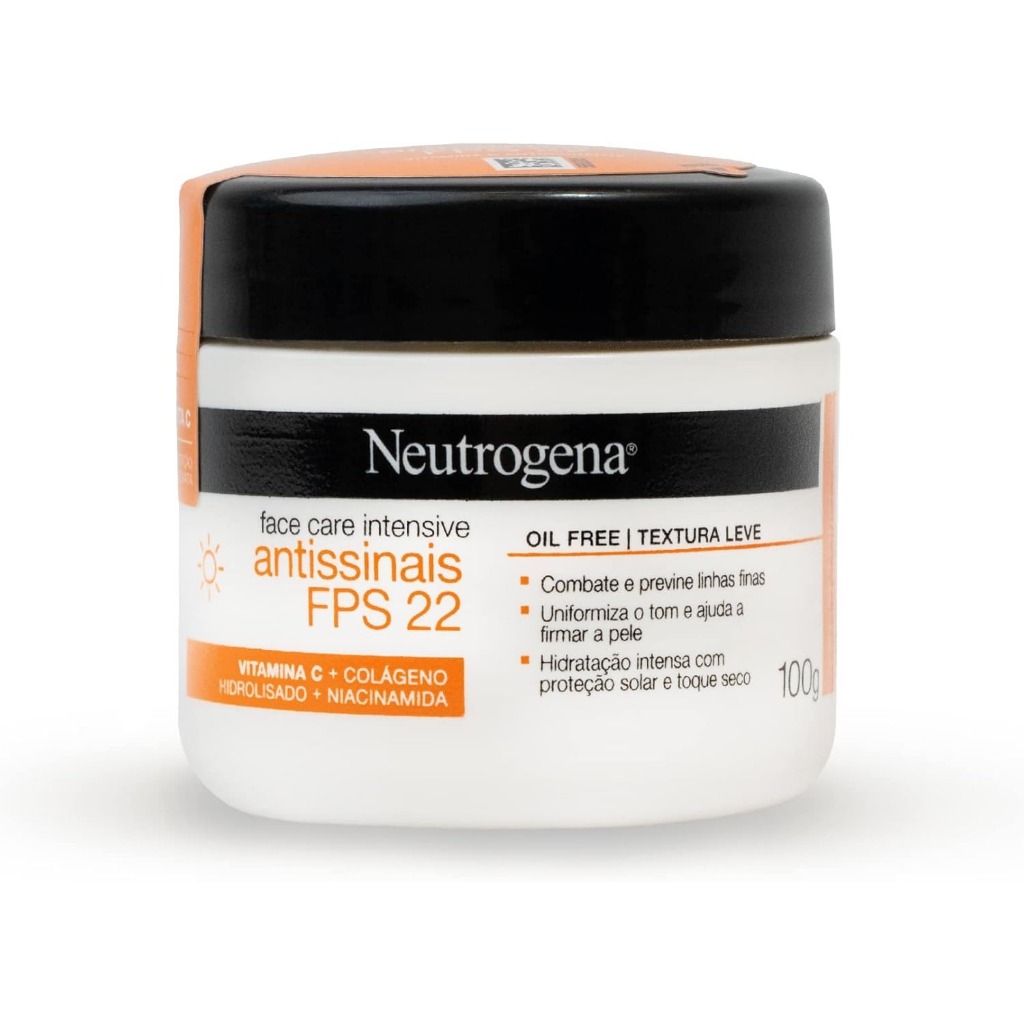 Hidratante Facial Neutrogena Antissinais FPS22 Face Care Intensive Com 100g em Oferta na Shopee