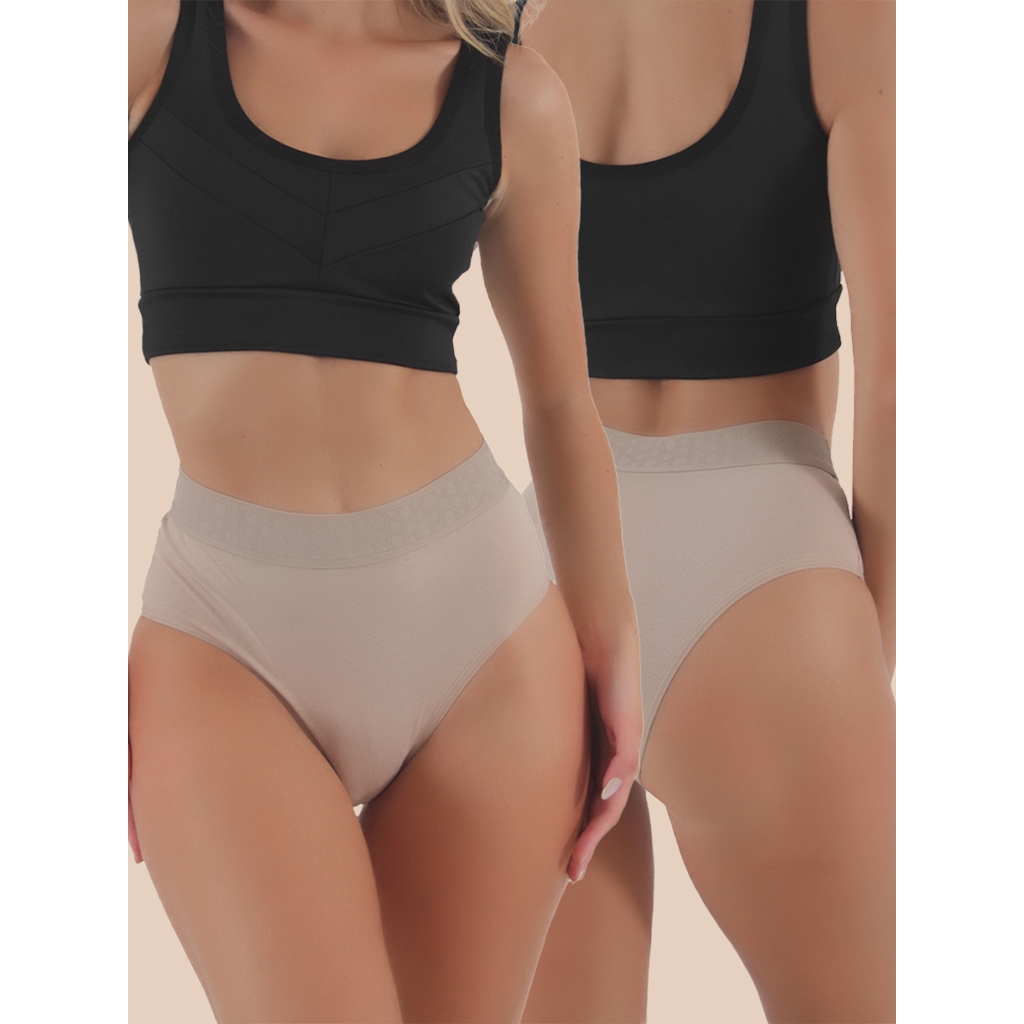 KIT 10 Calcinhas Cintura Alta Lingerie Algodão Penteado Caribe Calçola