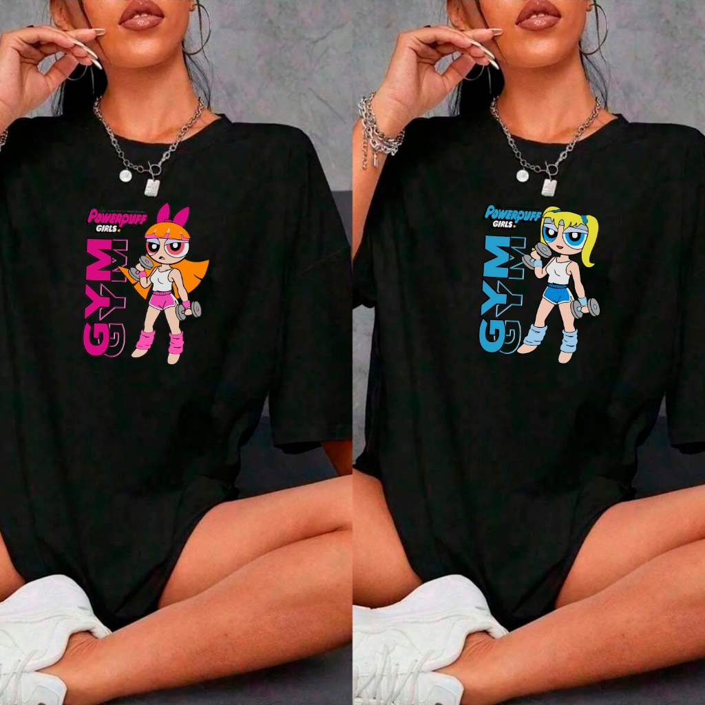 KIT 2 Camisetas Camisa Feminina Roupa de Academia Fitness Meninas Super Poderosas 3 Blusão Treino