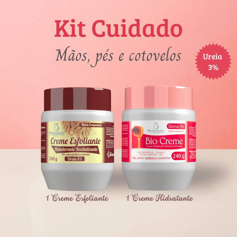 Kit Cuidado Creme Esfoliante e Hidratante C/ Ureia Bio Instinto 240g Pés, Mãos e Cotovelos - 2 Itens