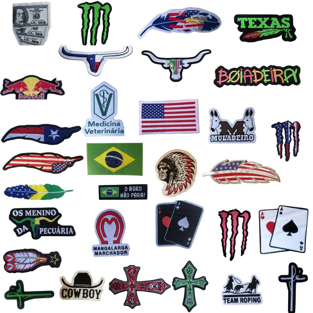 Adesivo De Tecido Para Chapéu Country Bordado Pena Cowboy Brasil Peão Eua em Oferta na Shopee