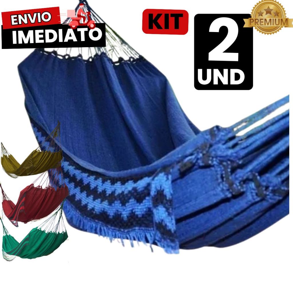 Kit Com 2 Rede Descanso Dormir Casal Resistente Grande Algodão Artesanal Premium
