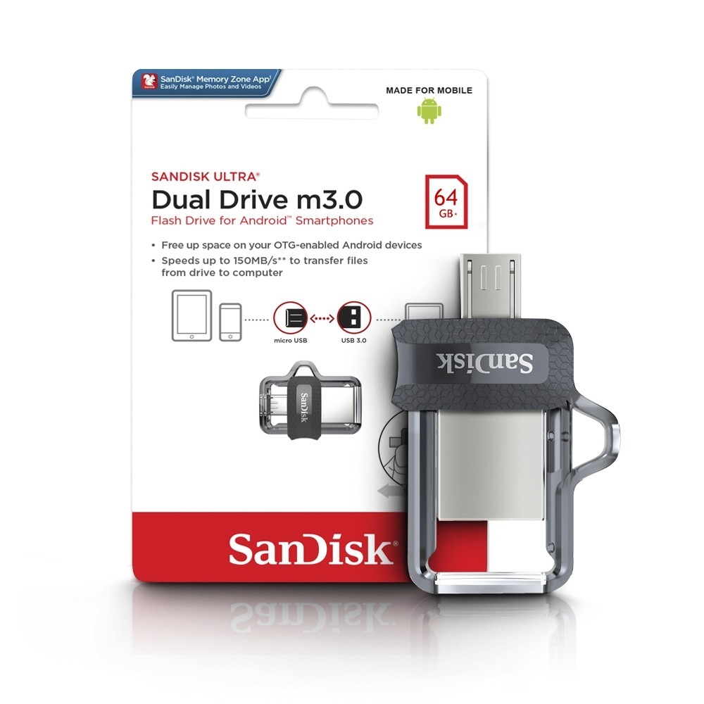 Pen Drive Sandisk 64gb Micro Usb e Usb 3.0 Preto/Prata em Oferta na Shopee