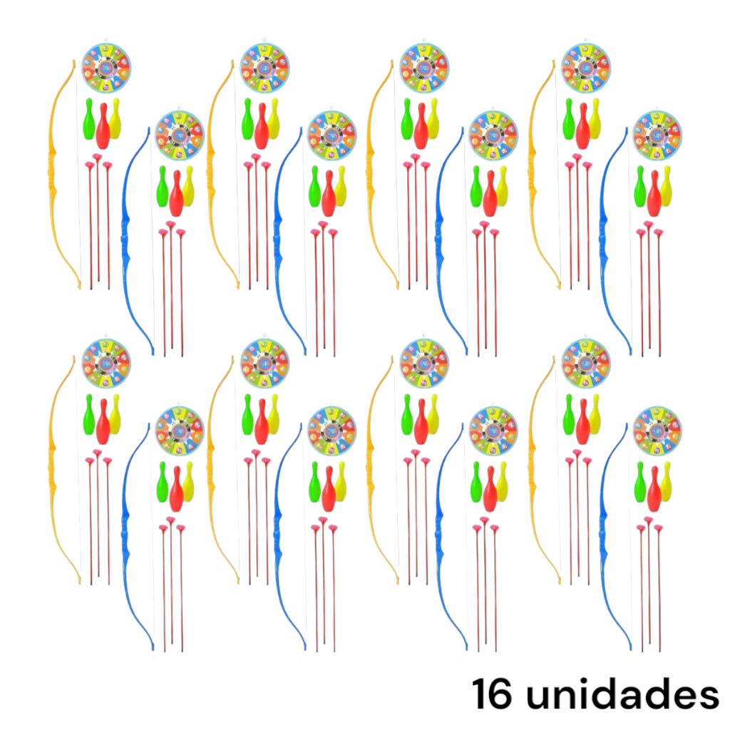 16 brinquedo infantil criança arco e flecha completo tiro ao alvo