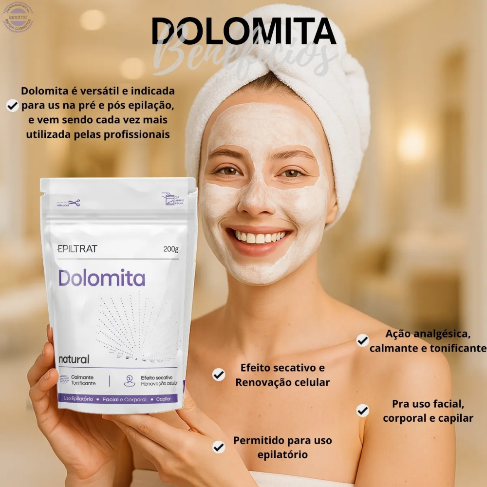Dolomita Pura Epiltrat Labotrat - Dolomita em Pó, Clareador Natural - 200g ou 800g