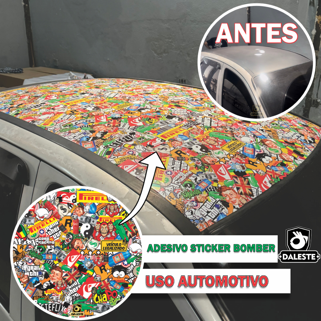 200x120 Adesivo Sticker Bomber Para Uso Automotivo Para Teto, capo, Paralamas, Parachoque IMP