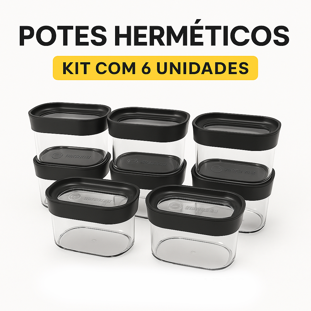 Kit 6 Potes Herméticos 150ml com Tampa de Vedação Porta Temperos Condimentos e Mantimentos...