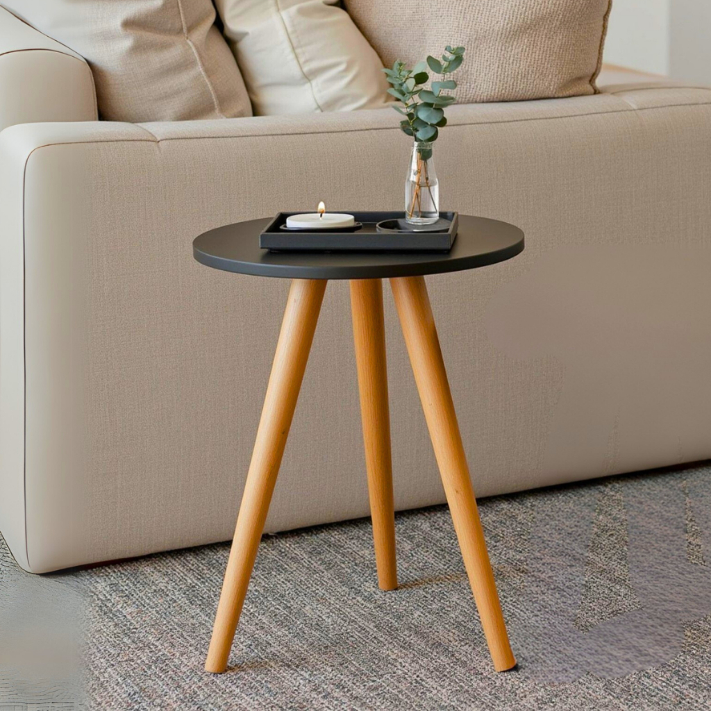 Mesinha Lateral Redonda Moderna Pé Palito Tripé Mesa Pequena Retrô Apoio Canto Sofá Cama Quarto Sala
