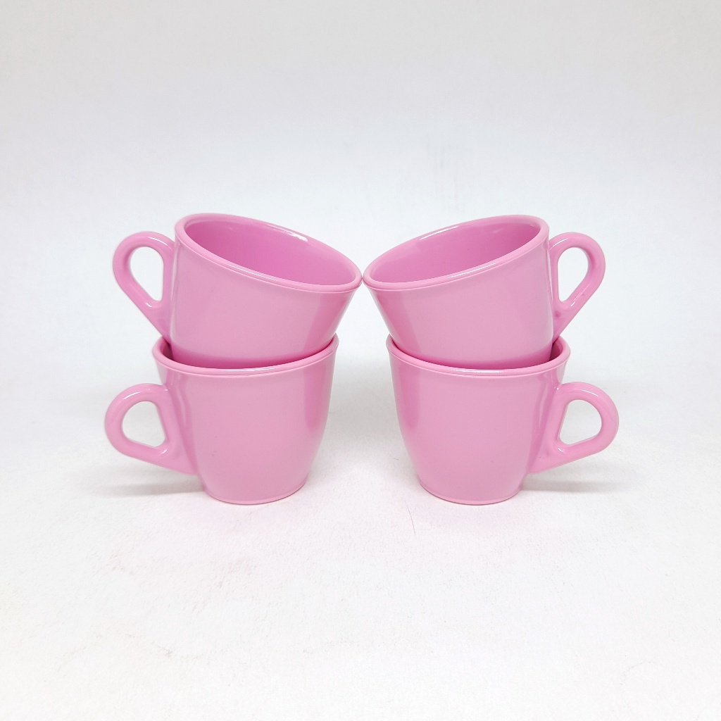 Jogo  4 Xícaras Café Expresso 50 ml Pequena Acrílica/Plástico Cantinho do Café Rosa Bebê em Oferta na Shopee