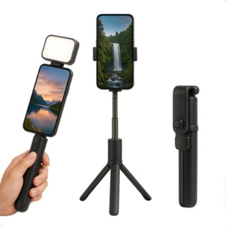 Tripé Bastão de Selfie com LED Embutido, Controle Remoto e Altura Ajustável 72cm Portátil em Oferta na Shopee