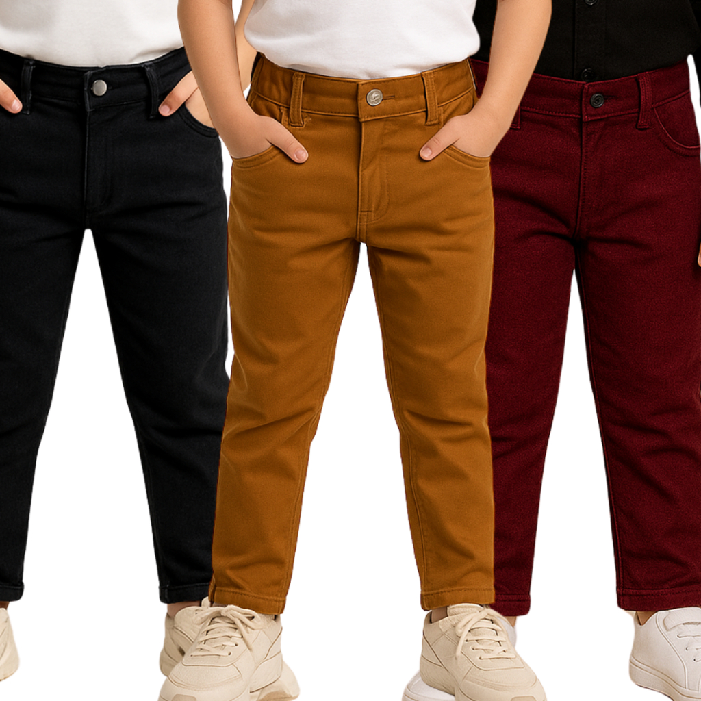 Kit 3 Calça Masculina Jeans e Social Infantil e Juvenil Roupa Menino