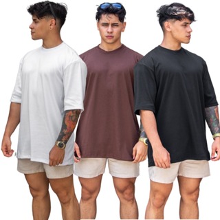 Kit 03 Camiseta Camiseta Oversized Streetwear Masculina Malhão Premium 100% Algodão em Oferta na Shopee