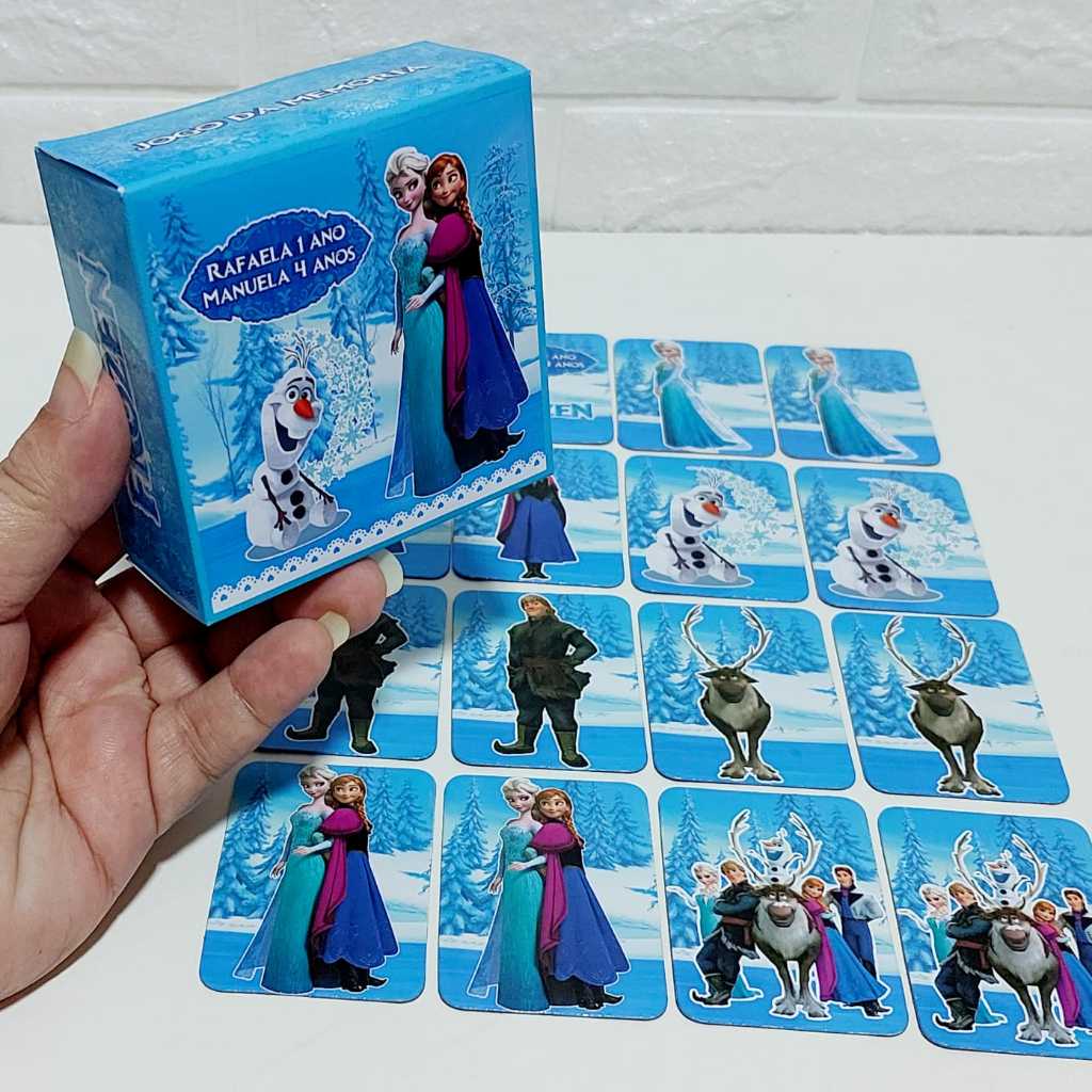 Jogo da Memória Frozen Anna e Elsa Personalizado - Lembrancinha de Festa Infantil Criativa
