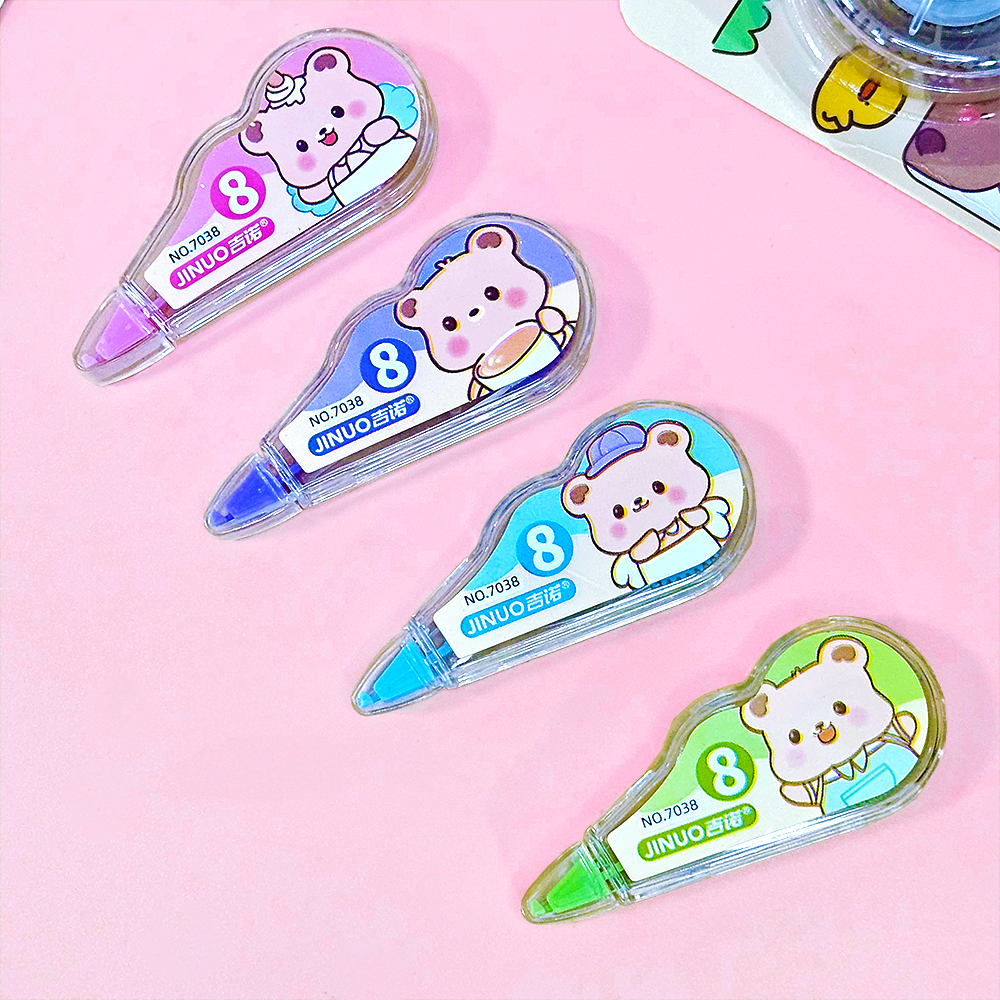 Fita de Correção do Ursinho Amanteigado 4 Unidades de 8 Metros/Material Escolar/Personalizado