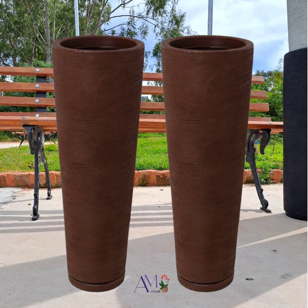 Kit 2 Vasos Grandes Texturizado Escovado Para plantas Decorativo Ibiza Luxo Moderno Decor