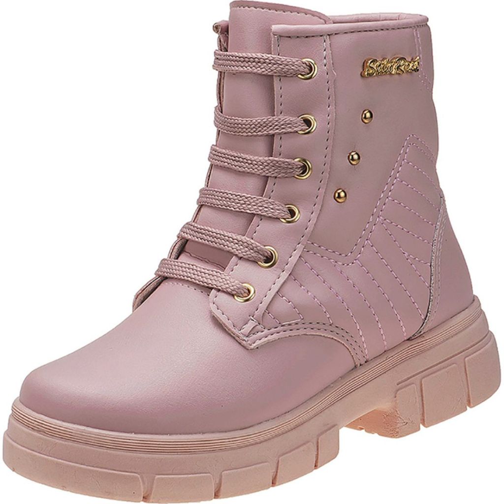 Bota Coturno Menina Tratorada Leve Confortável Stilo Rosê-2550